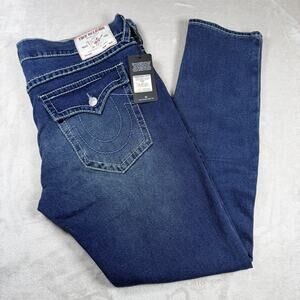 True Religion Mens Jeans 40x32 Rocco Big T Flap Skinny Relaxed